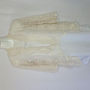 Cream Lace Cardigan, Forever 21, Small